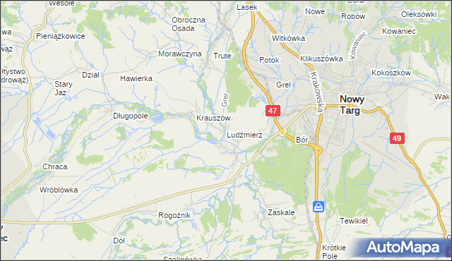 mapa Ludźmierz, Ludźmierz na mapie Targeo