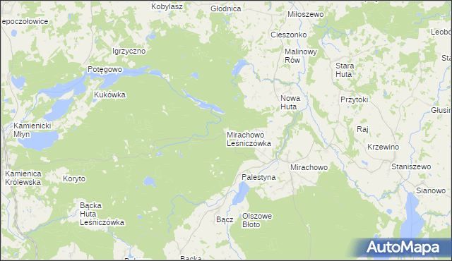 mapa Mirachowo Leśniczówka, Mirachowo Leśniczówka na mapie Targeo