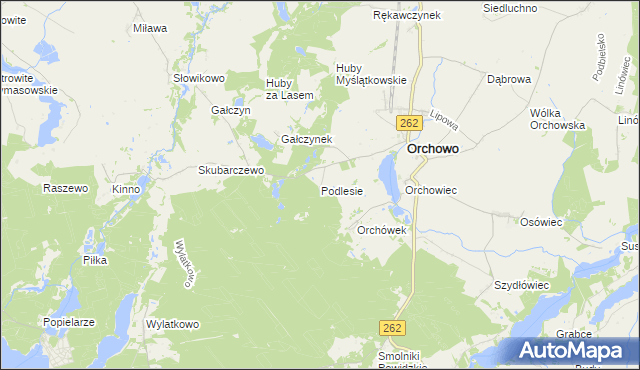 mapa Podlesie gmina Orchowo, Podlesie gmina Orchowo na mapie Targeo