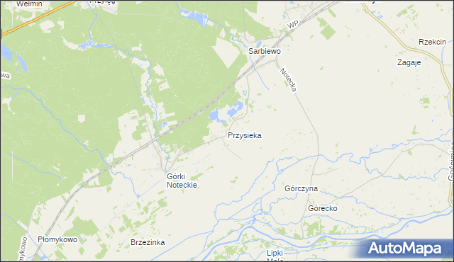 mapa Przysieka gmina Zwierzyn, Przysieka gmina Zwierzyn na mapie Targeo