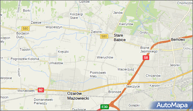 mapa Wieruchów, Wieruchów na mapie Targeo