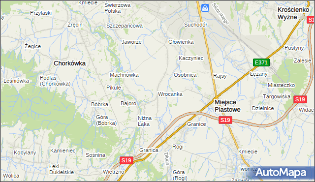 mapa Wrocanka gmina Miejsce Piastowe, Wrocanka gmina Miejsce Piastowe na mapie Targeo