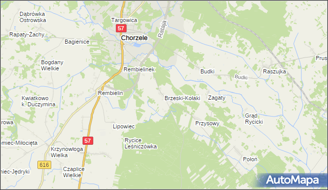 mapa Brzeski-Kołaki, Brzeski-Kołaki na mapie Targeo
