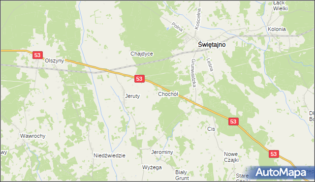 mapa Chochół gmina Świętajno, Chochół gmina Świętajno na mapie Targeo