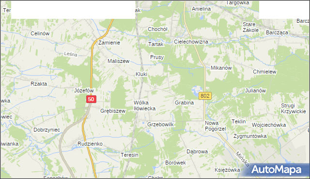 mapa Iłówiec gmina Mińsk Mazowiecki, Iłówiec gmina Mińsk Mazowiecki na mapie Targeo