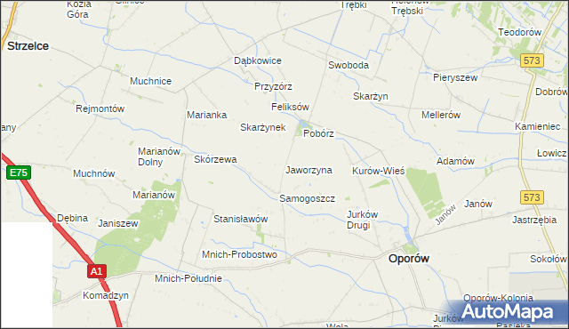 mapa Jaworzyna gmina Oporów, Jaworzyna gmina Oporów na mapie Targeo