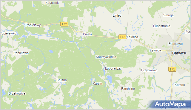 mapa Koprzywienko, Koprzywienko na mapie Targeo
