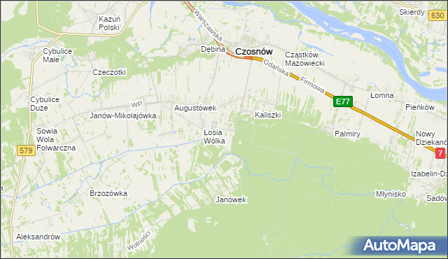 mapa Adamówek gmina Czosnów, Adamówek gmina Czosnów na mapie Targeo