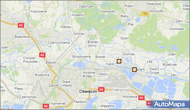 mapa Bobrek gmina Chełmek, Bobrek gmina Chełmek na mapie Targeo