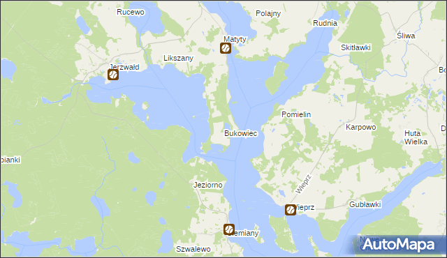 mapa Bukowiec gmina Zalewo, Bukowiec gmina Zalewo na mapie Targeo