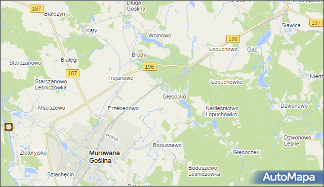 mapa Głębocko gmina Murowana Goślina, Głębocko gmina Murowana Goślina na mapie Targeo