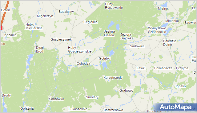 mapa Gołąbki gmina Trzemeszno, Gołąbki gmina Trzemeszno na mapie Targeo