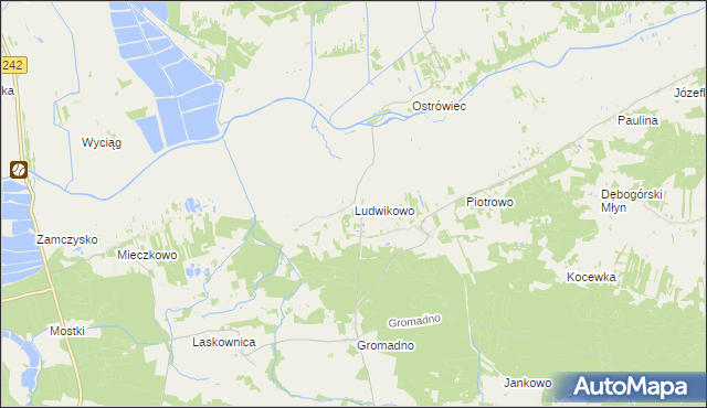 mapa Ludwikowo gmina Kcynia, Ludwikowo gmina Kcynia na mapie Targeo