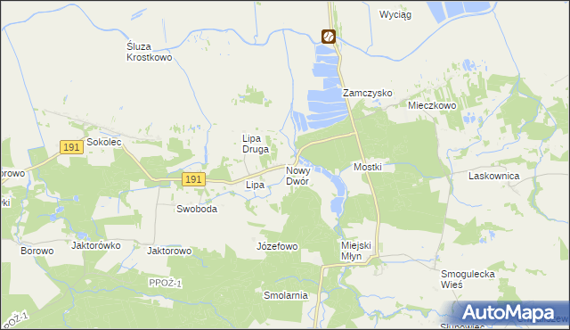 mapa Nowy Dwór gmina Szamocin, Nowy Dwór gmina Szamocin na mapie Targeo