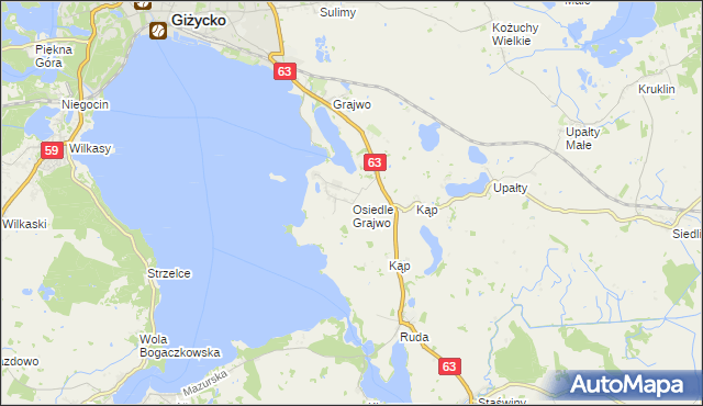 mapa Osiedle Grajwo, Osiedle Grajwo na mapie Targeo