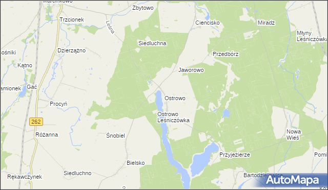 mapa Ostrowo gmina Strzelno, Ostrowo gmina Strzelno na mapie Targeo