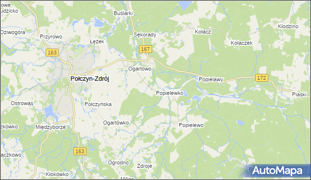 mapa Popielewko, Popielewko na mapie Targeo