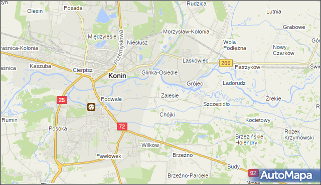 mapa Zalesie gmina Krzymów, Zalesie gmina Krzymów na mapie Targeo