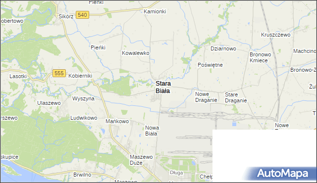 mapa Biała gmina Stara Biała, Biała gmina Stara Biała na mapie Targeo