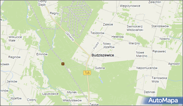 mapa Budziszewice powiat tomaszowski, Budziszewice powiat tomaszowski na mapie Targeo