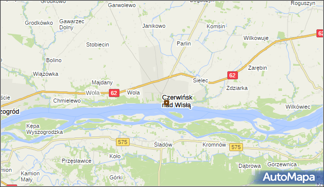 mapa Czerwińsk nad Wisłą, Czerwińsk nad Wisłą na mapie Targeo