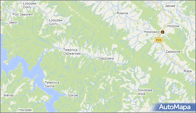 mapa Daszówka gmina Ustrzyki Dolne, Daszówka gmina Ustrzyki Dolne na mapie Targeo