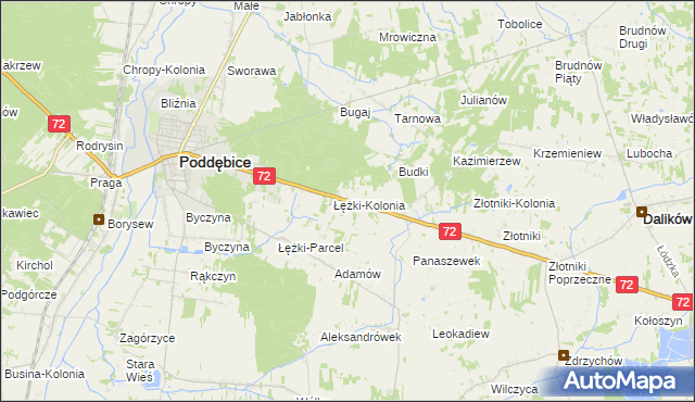 mapa Józefka gmina Poddębice, Józefka gmina Poddębice na mapie Targeo