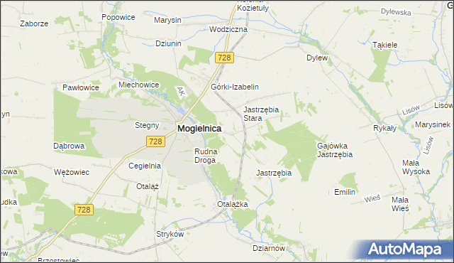 mapa Kaplin gmina Mogielnica, Kaplin gmina Mogielnica na mapie Targeo