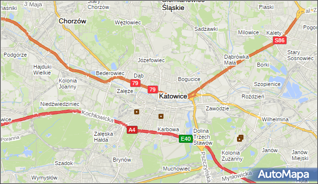 mapa Katowic, Katowice na mapie Targeo