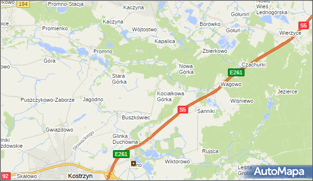 mapa Kociałkowa Górka, Kociałkowa Górka na mapie Targeo