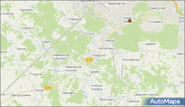 mapa Księżyno, Księżyno na mapie Targeo