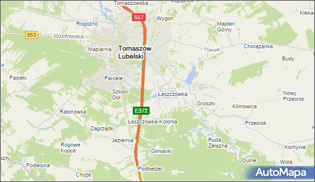 mapa Łaszczówka, Łaszczówka na mapie Targeo