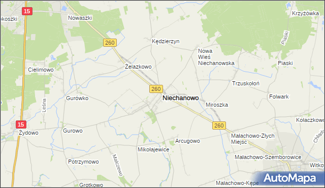 mapa Niechanowo, Niechanowo na mapie Targeo