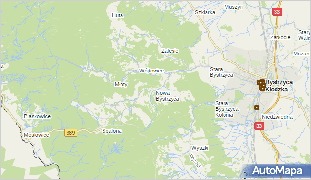 mapa Nowa Bystrzyca, Nowa Bystrzyca na mapie Targeo