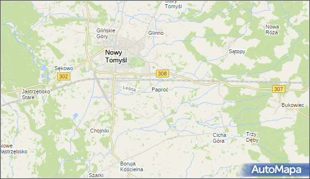 mapa Paproć, Paproć na mapie Targeo