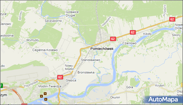mapa Pomiechowo, Pomiechowo na mapie Targeo