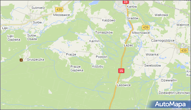 mapa Postolin gmina Milicz, Postolin gmina Milicz na mapie Targeo