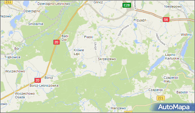 mapa Skrzeszewo gmina Żukowo, Skrzeszewo gmina Żukowo na mapie Targeo