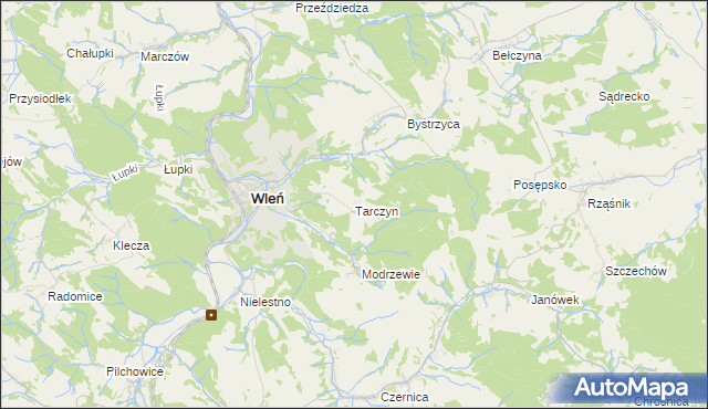 mapa Tarczyn gmina Wleń, Tarczyn gmina Wleń na mapie Targeo