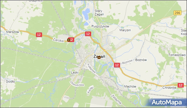 mapa Żagań, Żagań na mapie Targeo