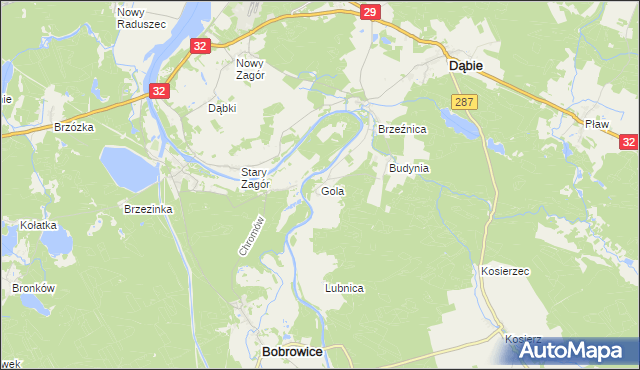mapa Gola gmina Dąbie, Gola gmina Dąbie na mapie Targeo