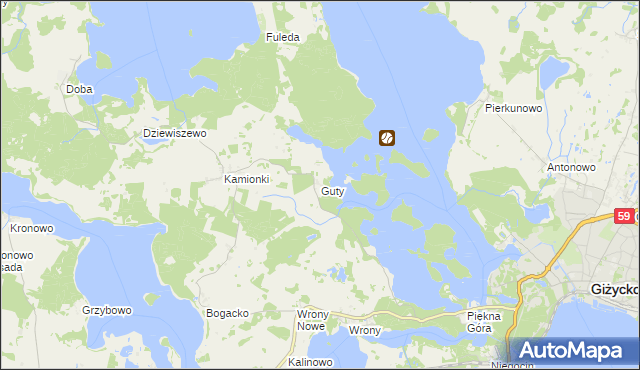 mapa Guty gmina Giżycko, Guty gmina Giżycko na mapie Targeo