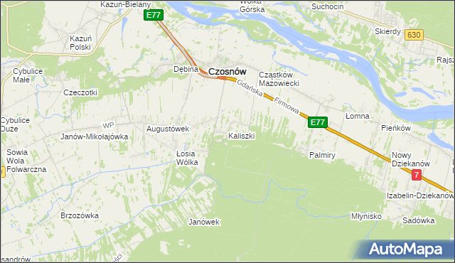 mapa Kaliszki gmina Czosnów, Kaliszki gmina Czosnów na mapie Targeo