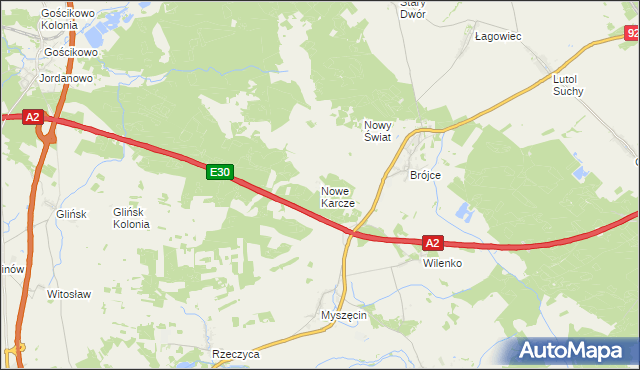 mapa Nowe Karcze, Nowe Karcze na mapie Targeo