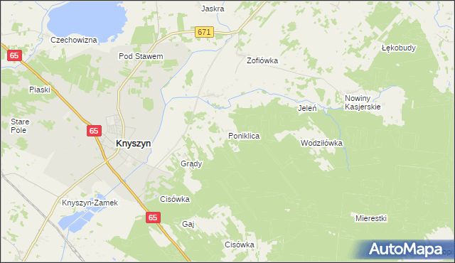 mapa Poniklica, Poniklica na mapie Targeo