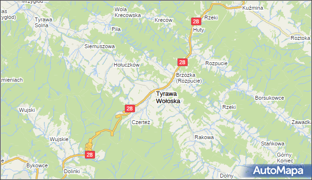 mapa Tyrawa Wołoska, Tyrawa Wołoska na mapie Targeo