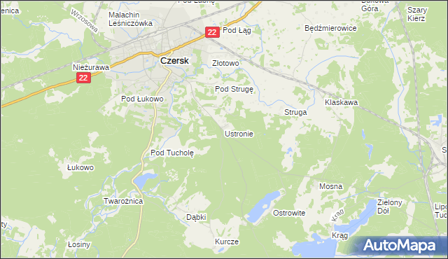 mapa Ustronie gmina Czersk, Ustronie gmina Czersk na mapie Targeo