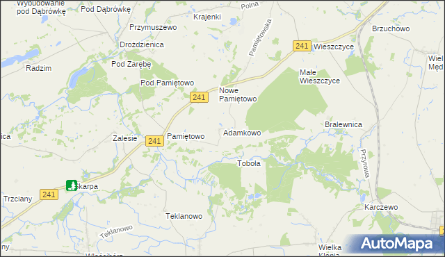 mapa Adamkowo, Adamkowo na mapie Targeo