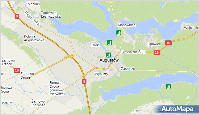 mapa Augustów, Augustów na mapie Targeo