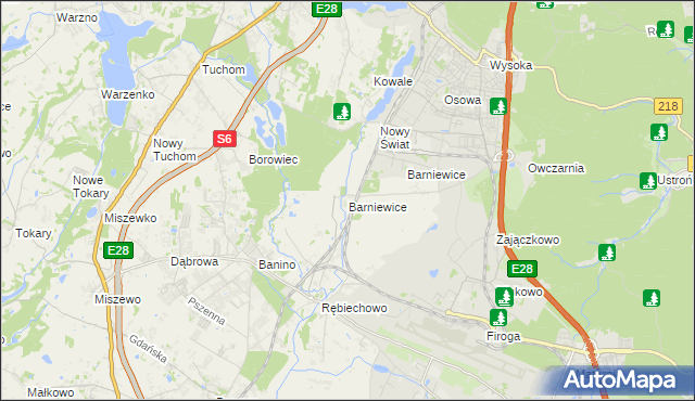 mapa Barniewice, Barniewice na mapie Targeo